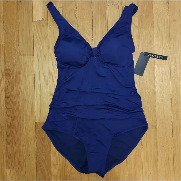 Jantzen Women's Navy Blue Women's One Piece Swimsuit Size 10